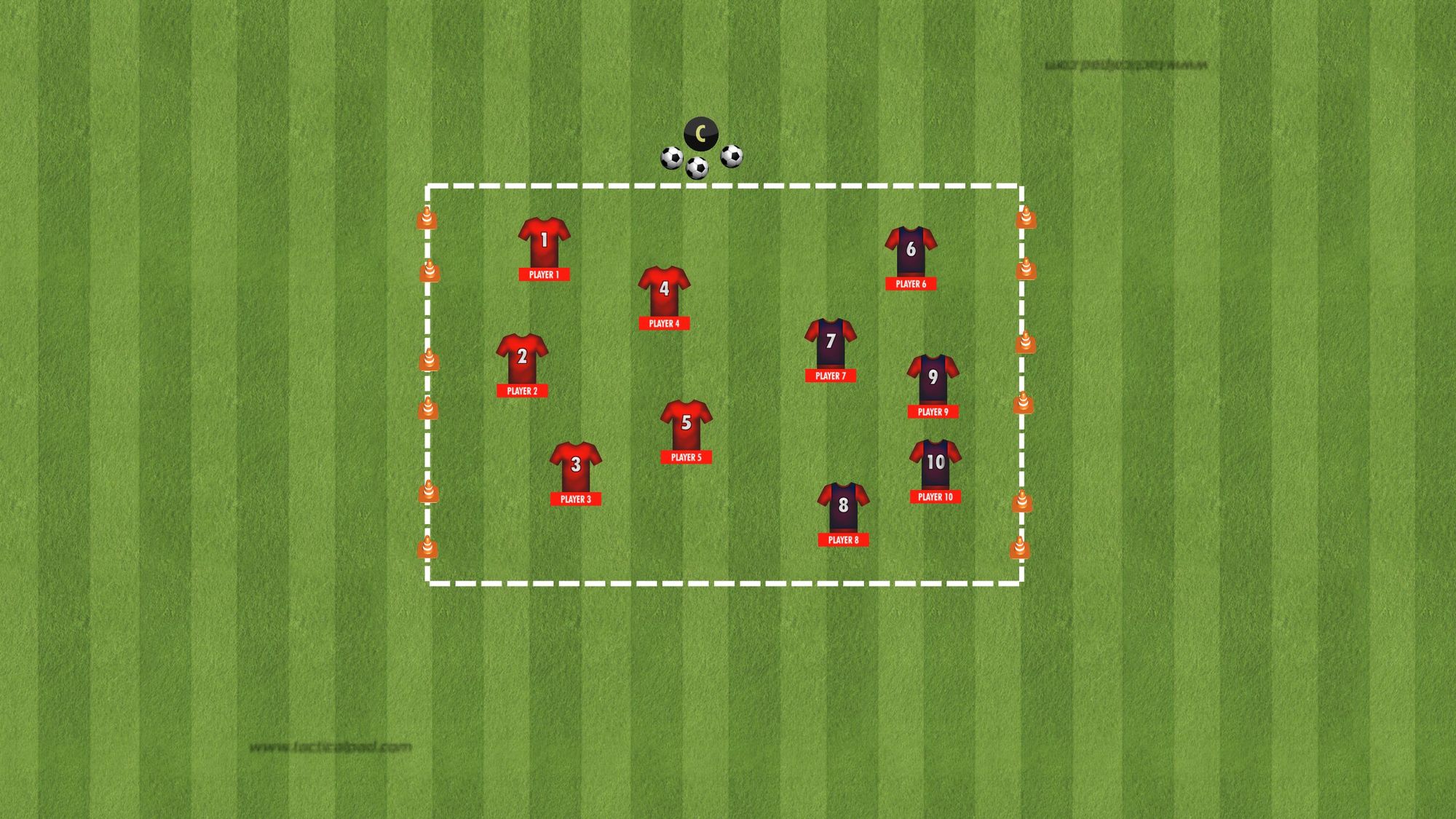 Spel 5 mot 5 med 6 kon-mål